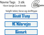 3 stk custom broderet navne tags til tøj vest i stof 10cm brede
